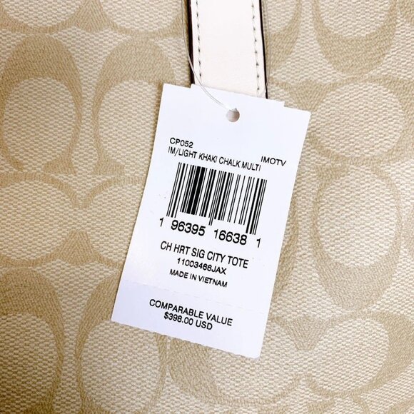 Coach CP052 City Tote In Signature Canvas IN Light Khaki Chalk Multi - Picture 7 of 7